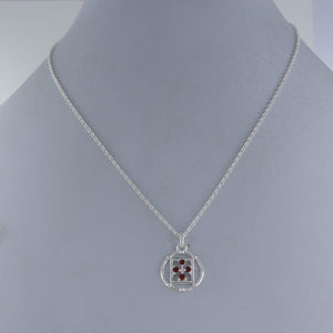Round Cut Natural Garnet Sterling Silver Chain Necklace Jewelry