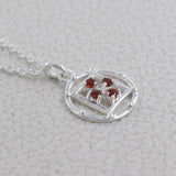 Round Cut Natural Garnet Sterling Silver Chain Necklace Jewelry