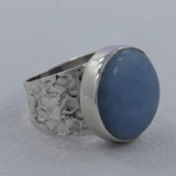 Blue Opal Hammered Silver Ring