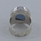 Blue Opal Hammered Silver Ring