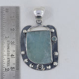 Raw Aquamarine 925 Sterling Silver Pendant