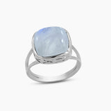 Natural Black Onyx Cab Silver Rings