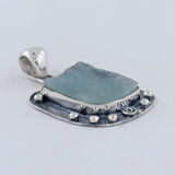 Raw Aquamarine 925 Sterling Silver Pendant