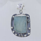 Raw Aquamarine 925 Sterling Silver Pendant