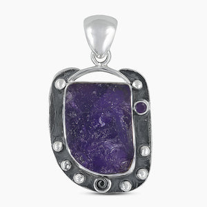 925 Silver Raw Shungite Pendants