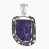 925 Silver Raw Shungite Pendants