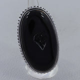 Huge Black Agate Druzy Sterling Silver Ring