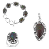 Natural Ammolite Pendant Set 925 Sterling Silver Jewelry