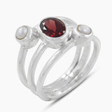 Garnet & Pearl Sterling Silver Rings