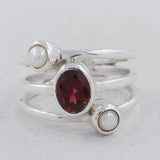 Garnet with Pearl Sterling Silver Ring