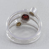 Garnet with Pearl Sterling Silver Ring