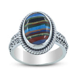 Rainbow Calsilica Silver Ring