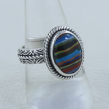 Rainbow Calsilica Silver Ring