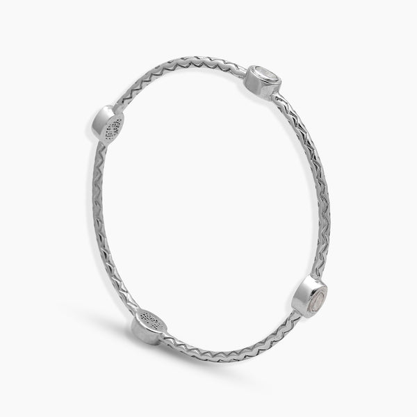 925 Sterling Silver Uncut Diamond Bangles