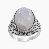Natural Rainbow Moonstone Silver Ring