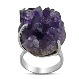 Amethyst Druzy Silver Ring