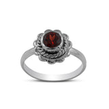 Natural Garnet Gemstone 925 Sterling Silver Ring