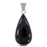 Black Banded Agate Silver Pendant