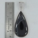 Black Banded Agate Silver Pendant