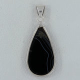 Black Banded Agate Silver Pendant