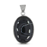 Black Banded Agate Silver Pendant