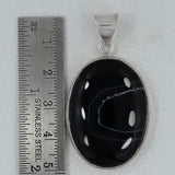 Black Banded Agate Silver Pendant