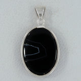 Black Banded Agate Silver Pendant