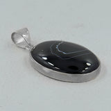 Black Banded Agate Silver Pendant