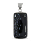 Black Banded Agate Silver Pendant