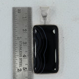 Black Banded Agate Silver Pendant