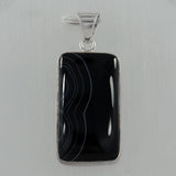 Black Banded Agate Silver Pendant