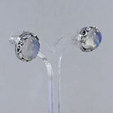 Rainbow Moonstone Stud Earring