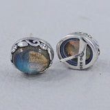 Rainbow Moonstone Stud Earring