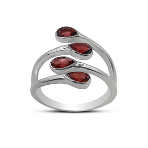 925 Silver Garnet Bypass Rings