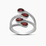 925 Silver Garnet Bypass Rings