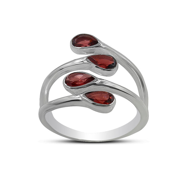 925 Silver Garnet Bypass Rings