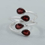 925 Silver Garnet Bypass Ring