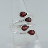 925 Silver Garnet Bypass Ring