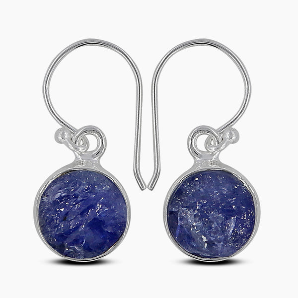 Raw Tanzanite Silver Earrings