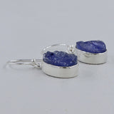 Raw Tanzanite Silver Earrings