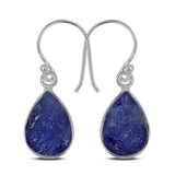 Raw Tanzanite Silver Earrings