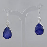 Raw Tanzanite Silver Earrings