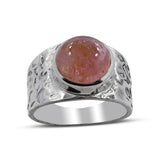 Natural Rainbow Moonston Silver Ring