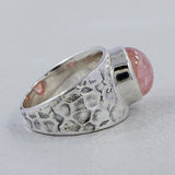 Natural Rainbow Moonston Silver Ring