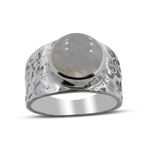 Natural Rainbow Moonston Silver Rings