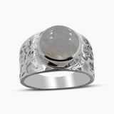 Natural Rainbow Moonstone Silver Rings