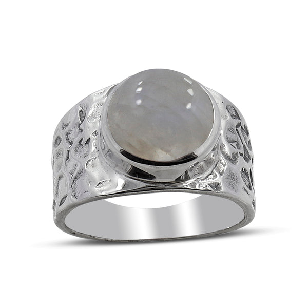 Natural Rainbow Moonston Silver Rings