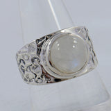 Natural Rainbow Moonston Silver Ring