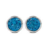 Blue Topaz Silver Studs Earrings