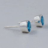 Blue Topaz Silver Studs Earrings